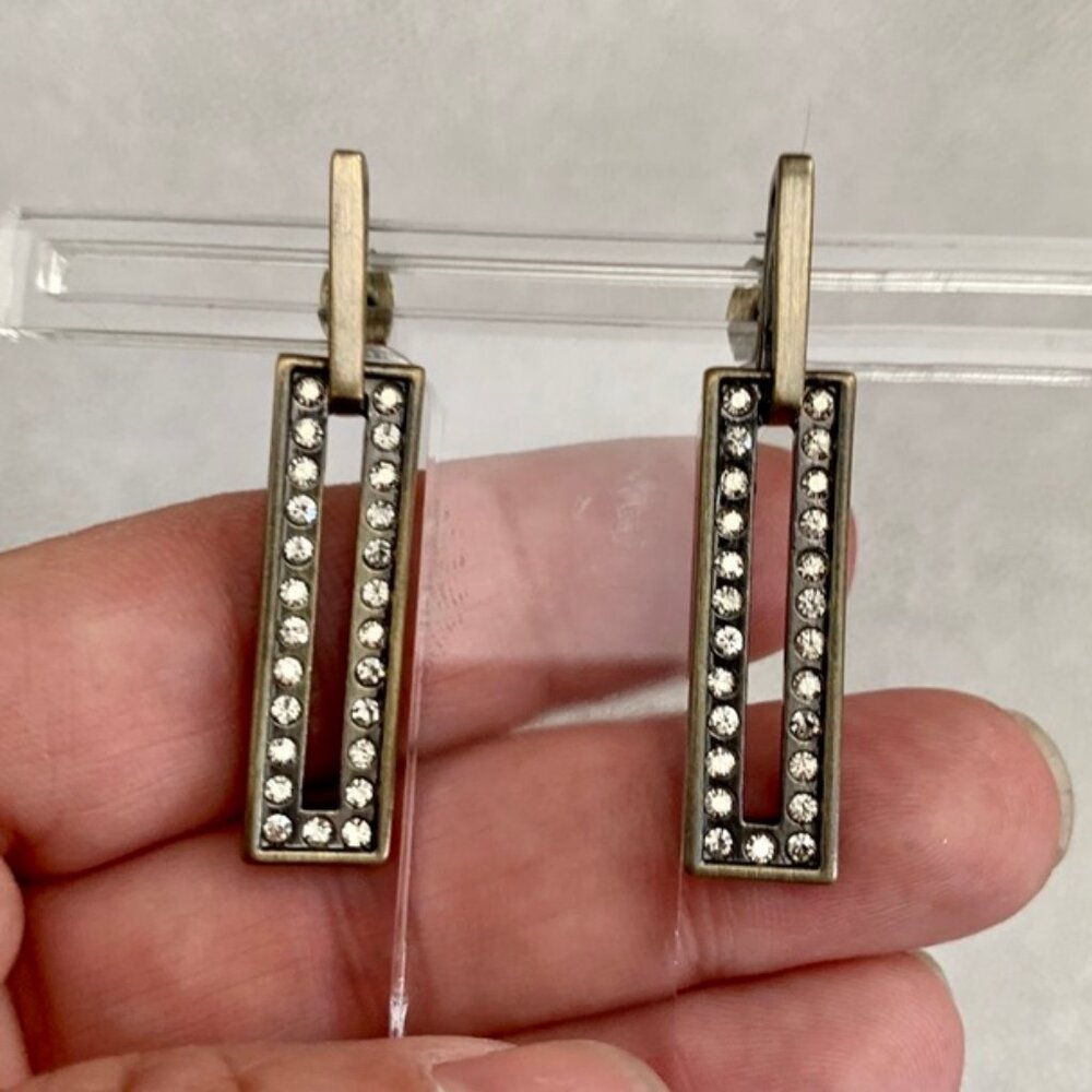 Dyrberg/Kern Sullivan Swarovski crystal and antique bronze earrings